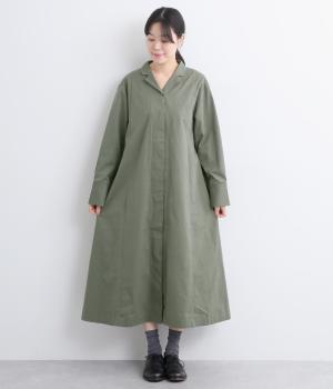パウダータッチタフタコートワンピース(カーキ-F)