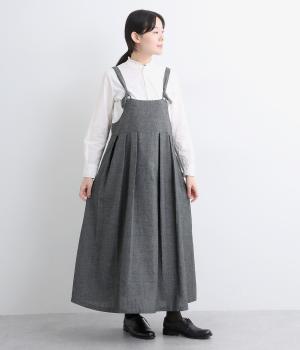 ツイード調平織ジャンパースカート(ブラック-F)