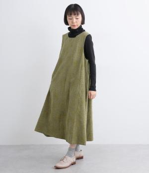 ボタニカル柄ジャカードジャンパースカート(グリーン-F)