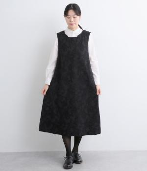 ボタニカル柄ジャカードジャンパースカート(ブラック-F)