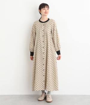 コットンシャンブレードットプリントワンピース