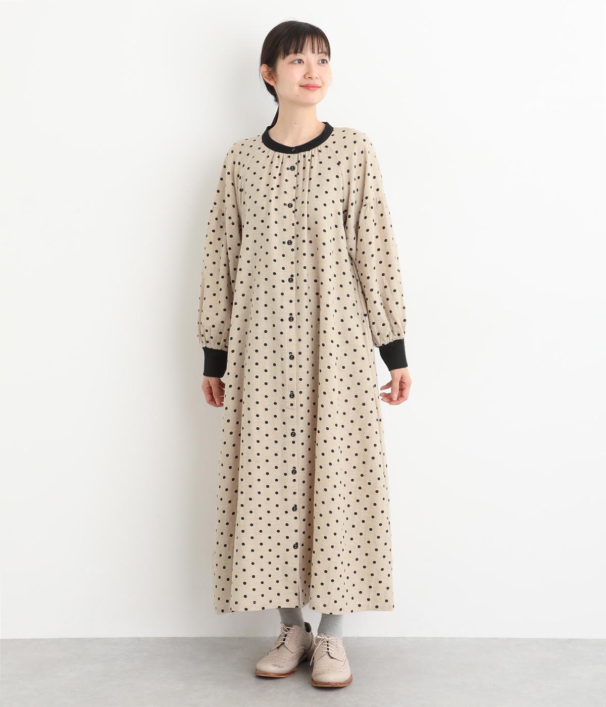 コットンシャンブレードットプリントワンピース(キナリ-F)