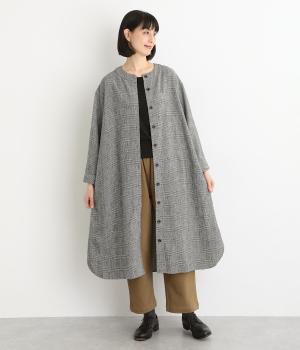 コットンウール混グレンチェック　ワンピース(オフホワイト-F)