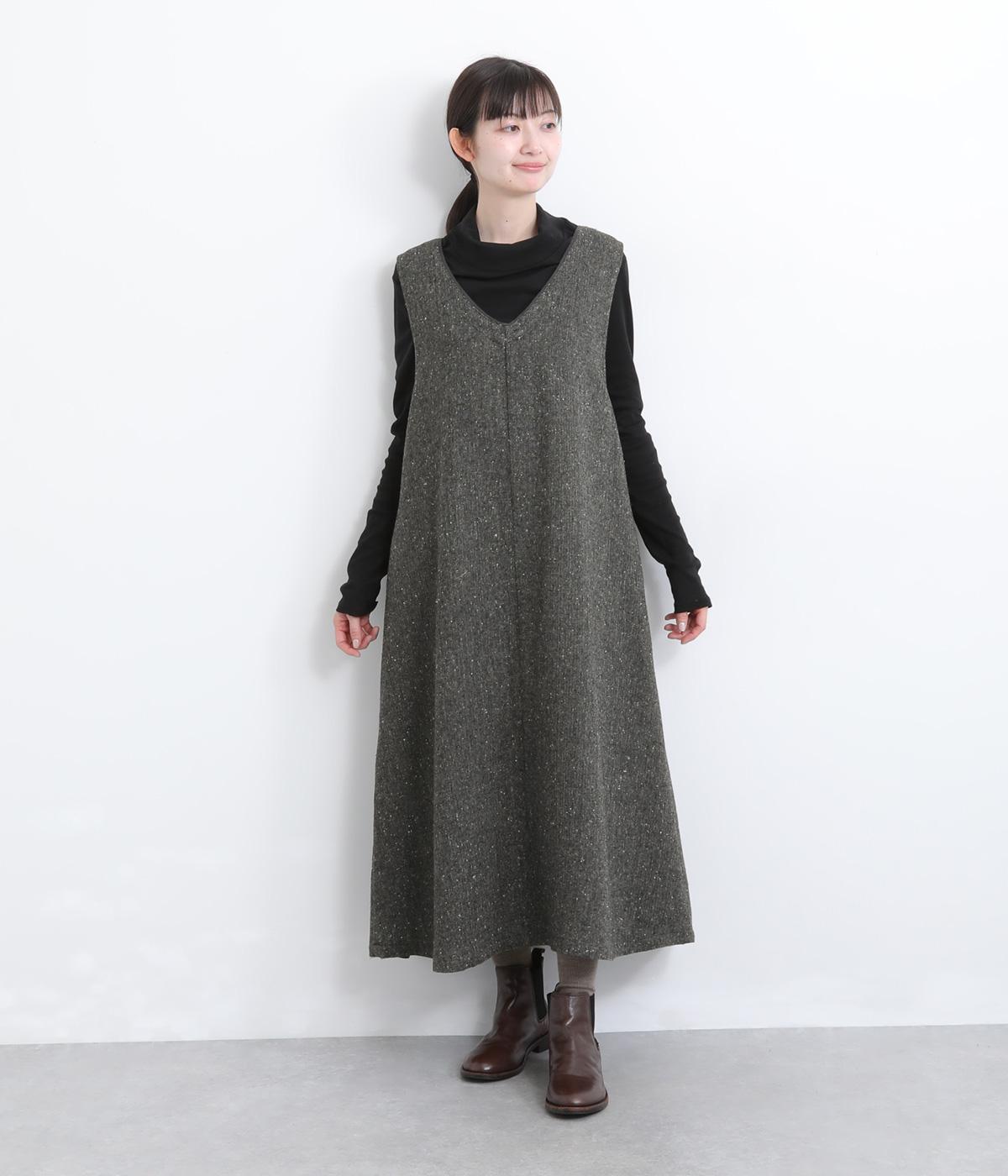 ネップ入り起毛ジャンパースカート(グレー-F)