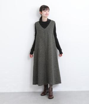 ネップ入り起毛ジャンパースカート(グレー-F)