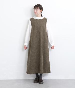 ネップ入り起毛ジャンパースカート(ベージュ-F)