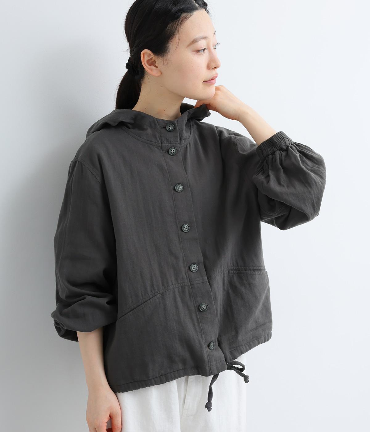 コットンガーゼ　パーカー(チャコール-F)