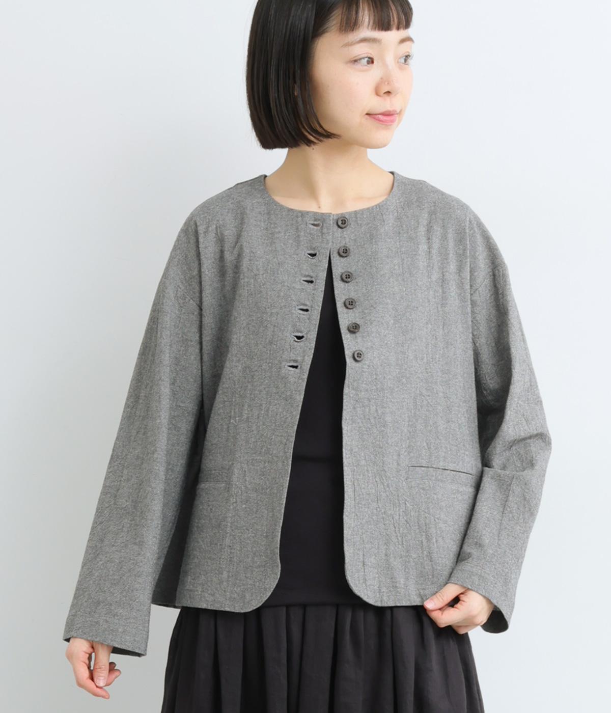 コットンシャンブレー　ジャケット(グレー-F)