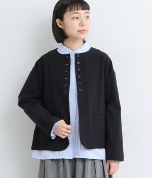 コットンシャンブレー　ジャケット(ブラック-F)