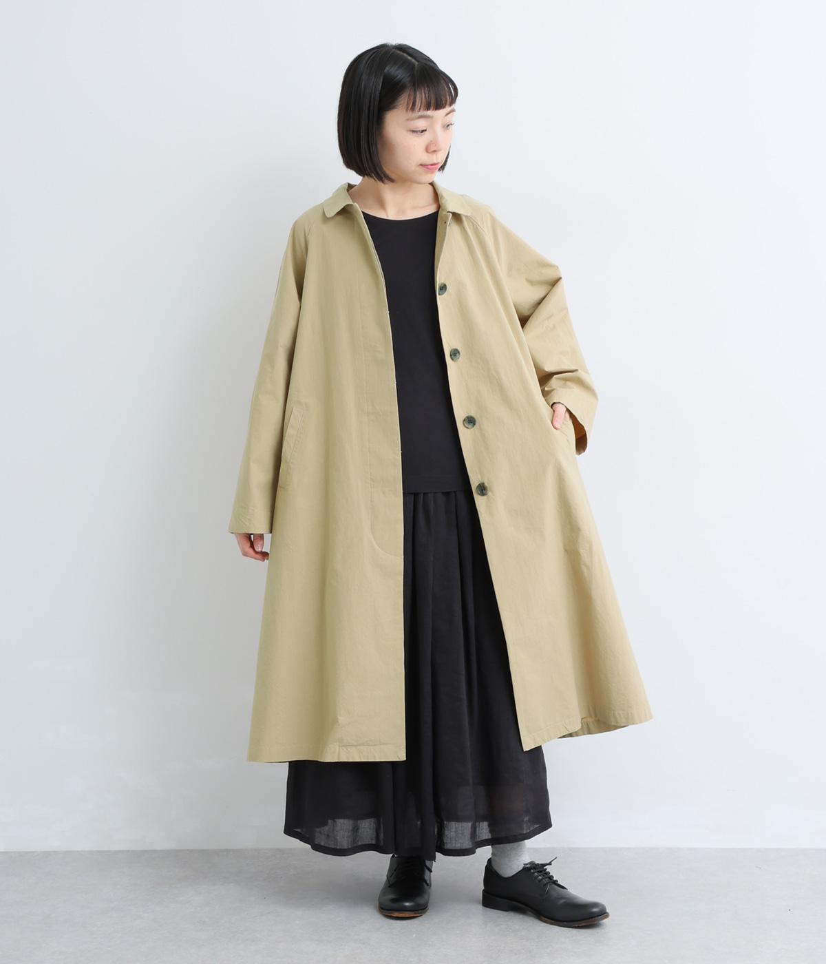 コットン平織　ステンカラーコート(ベージュ-F)