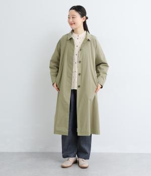 コットン平織　ステンカラーコート(カーキ-F)