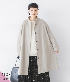 別注｜ハイネック比翼ミドル丈コート(グレー-F)