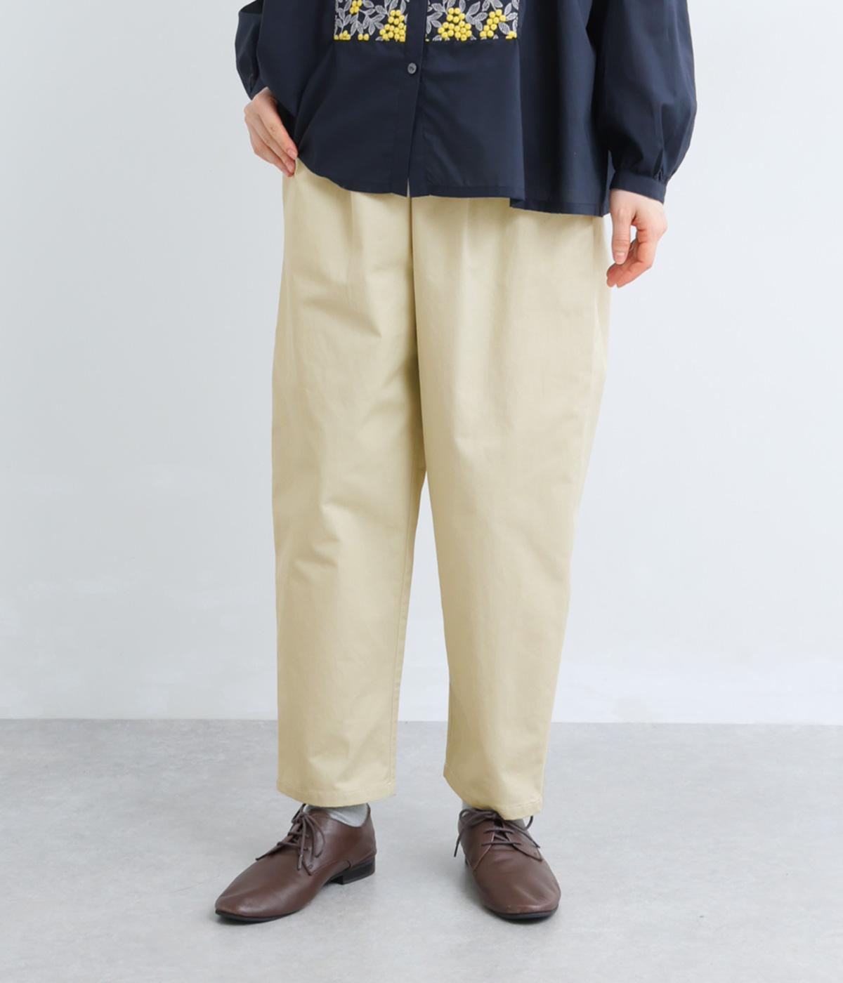 コットン　ツイルテーパードパンツ(アイボリー-F)