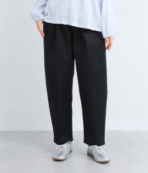 コットン　ツイルテーパードパンツ(ブラック-F)