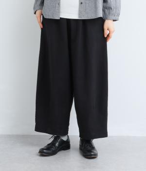 リネンコットン平織パンツ(ブラック-F)