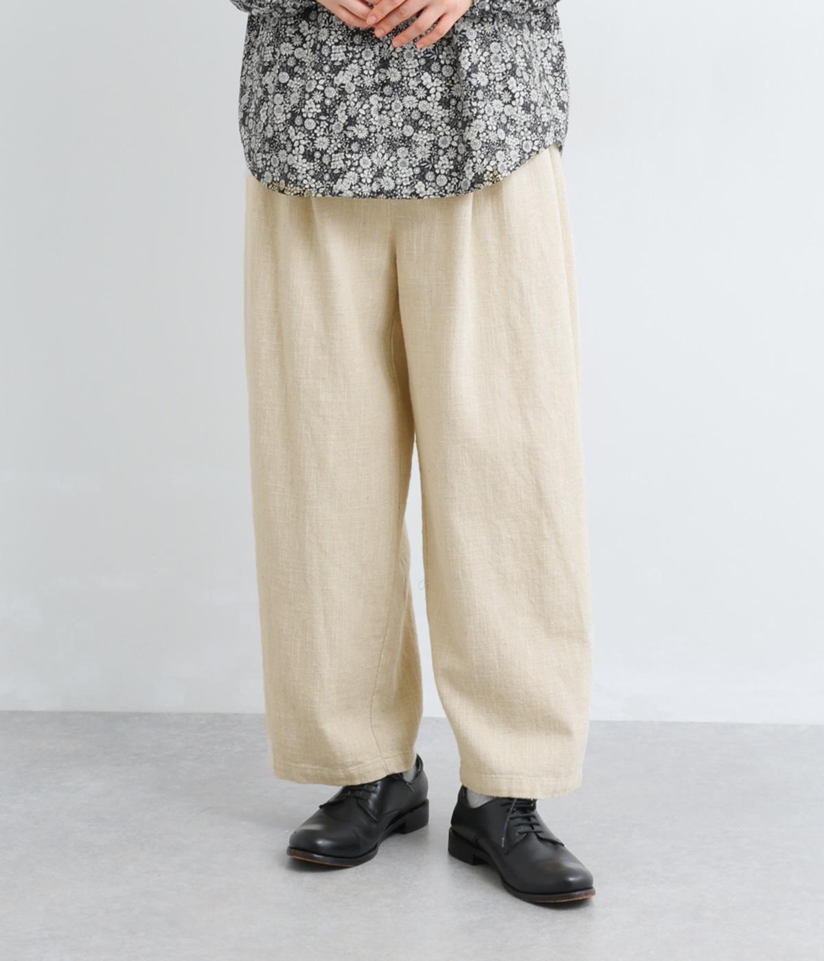 コットンリネン　綾織パンツ(キナリ-F)