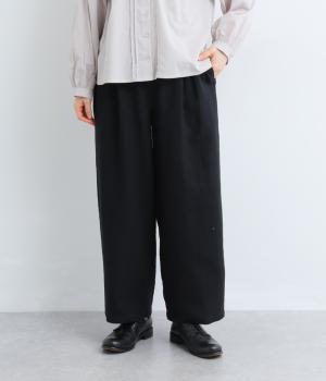 コットンリネン　綾織パンツ(ブラック-F)