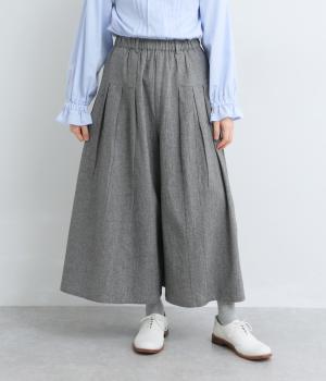 コットンシャンブレー　ワイドパンツ