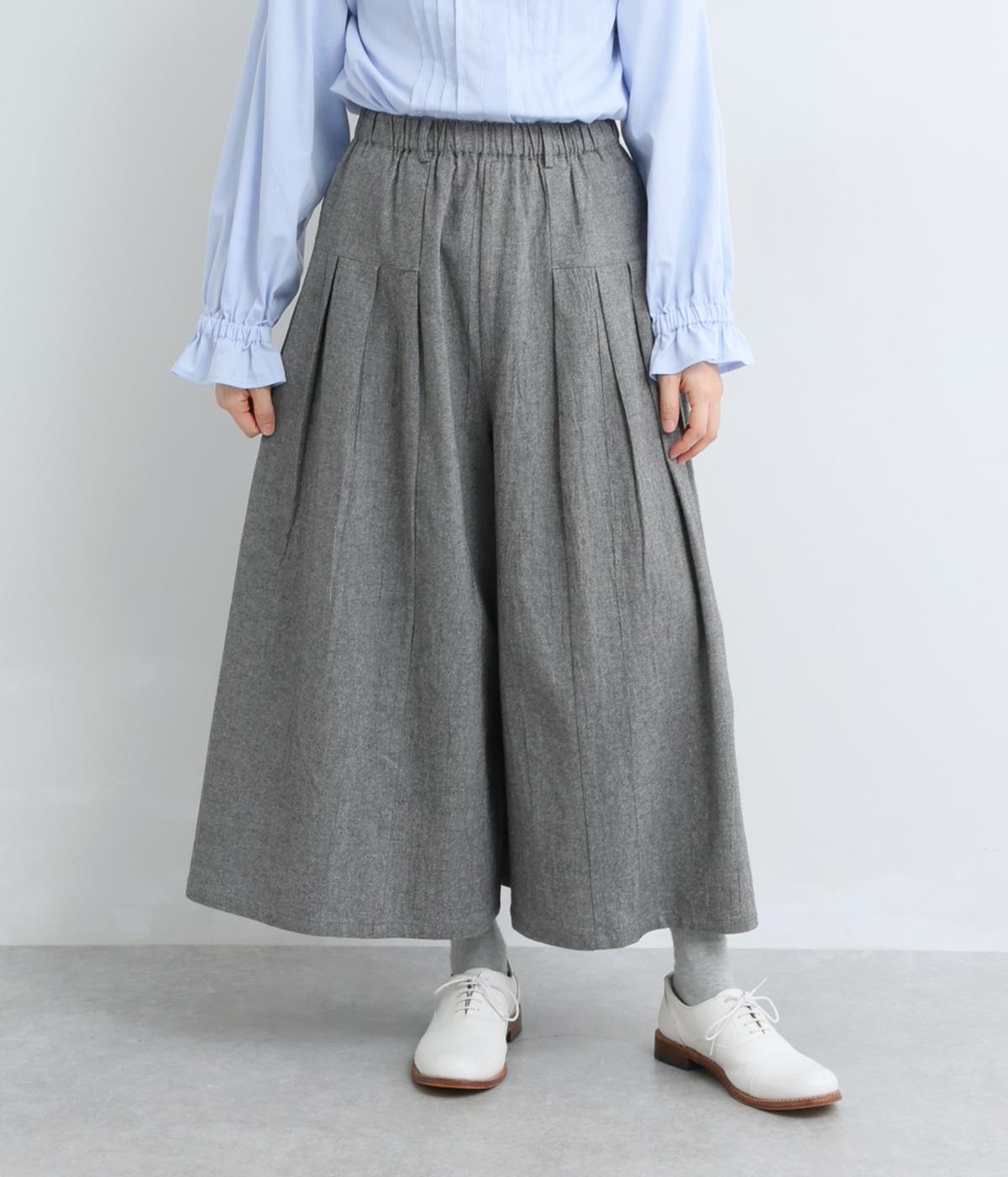 コットンシャンブレー　ワイドパンツ(グレー-F)