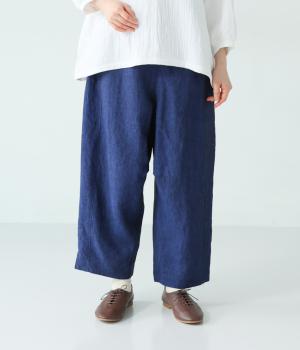 フレンチリネン　シャンブレーパンツ(ネイビー-F)