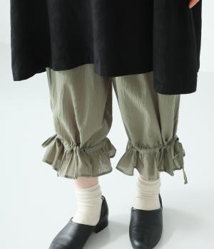 コットンクレープ　裾フリルぺチパンツ