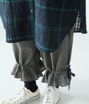 コットンクレープ　裾フリルぺチパンツ(グレー-F)