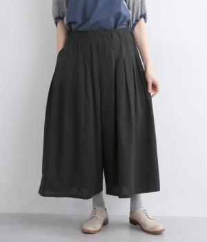 コットンローンプルオーバーブラウスタックパンツ(ブラック-F)