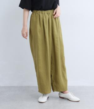 リネン平織パンツ(オリーブ-F)