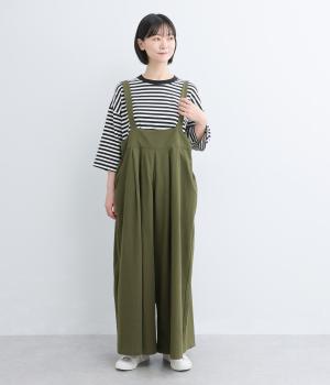 コットンツイル　タックサロペット(カーキ-F)