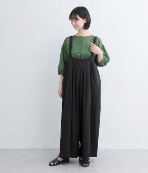 コットンツイル　タックサロペット(ブラック-F)