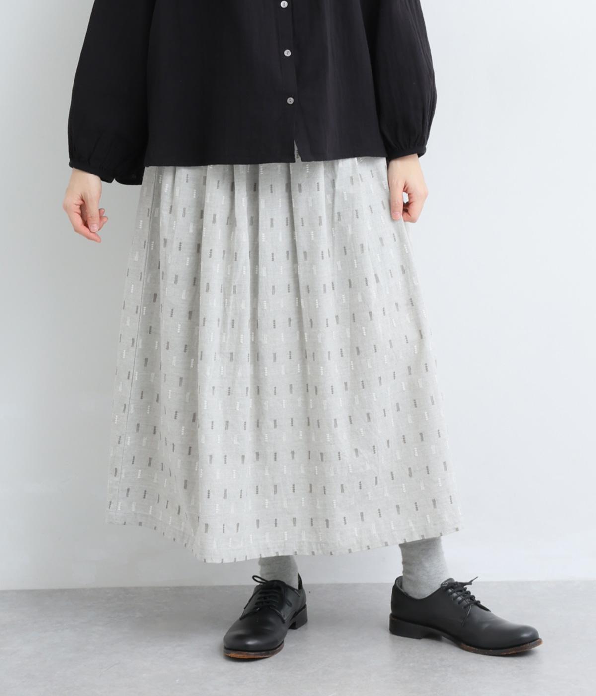 ダンガリー　オリジナル刺繍　2wayギャザースカート(グレー-F)