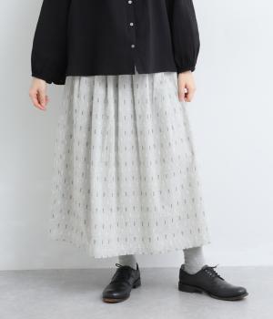 ダンガリー　オリジナル刺繍　2wayギャザースカート(グレー-F)