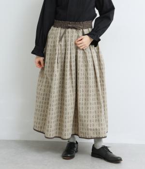 植物標本柄　2wayプリントスカート(グレージュ-F)