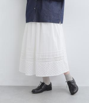 エンブロイダリー　コットンスカート(オフホワイト-F)