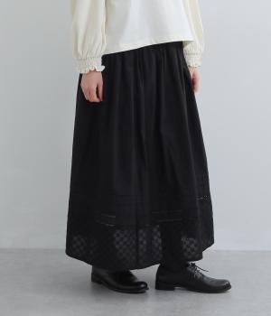 エンブロイダリー　コットンスカート(ブラック-F)