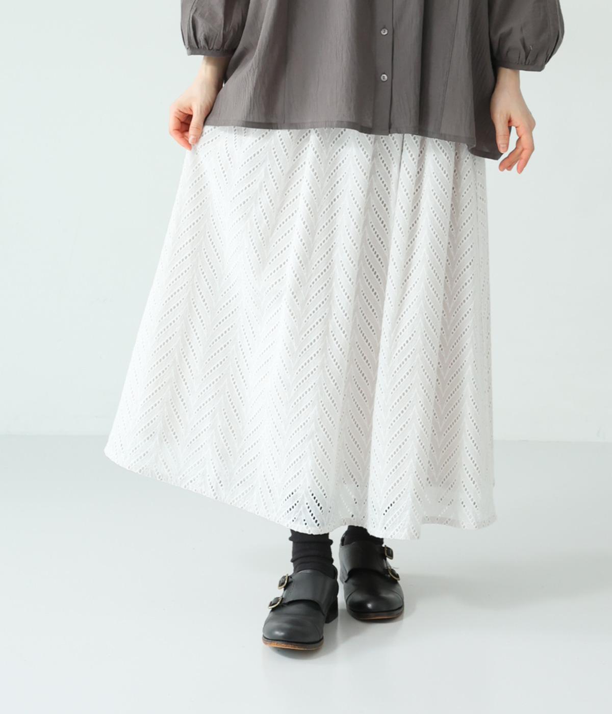 刺繍レース　リバーシブルスカート(オフホワイト-F)