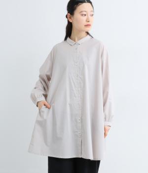 コットンローン　チュニックシャツ(グレー-F)