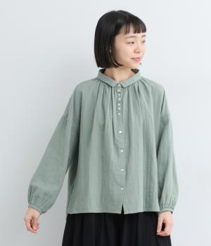 コットンガーゼ　ギャザーブラウス