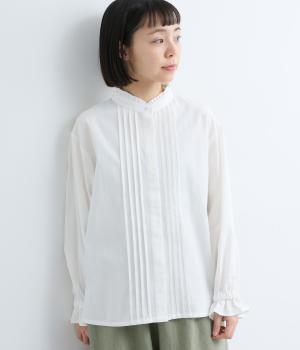 コットンソフトツイルフリルブラウス(オフホワイト-F)