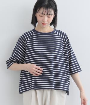 コットン天竺ボーダーTシャツ(ネイビー-F)