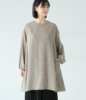 刺繍風ジャカード　チュニック(カーキ-F)