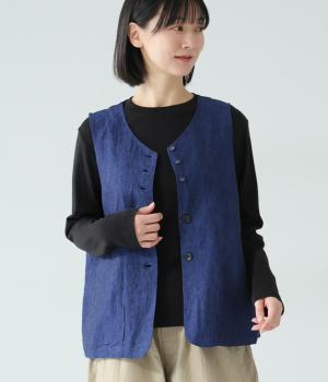 フレンチリネン　シャンブレーベスト