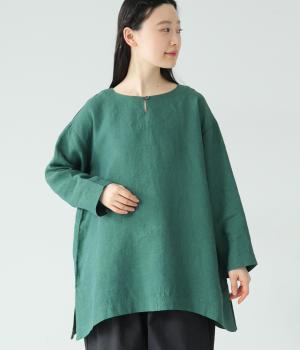 フレンチリネン　シャンブレープルオーバー(グリーン-F)