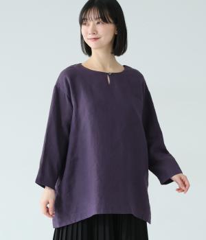 フレンチリネン　シャンブレープルオーバー(パープル-F)