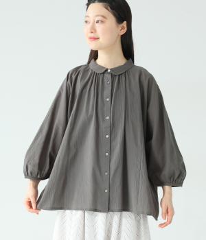 コットンクレープ　ドルマンスリーブブラウス(グレー-F)