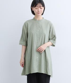 花柄刺繍チュニック(グリーン-F)