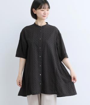 花柄刺繍チュニック(ブラック-F)