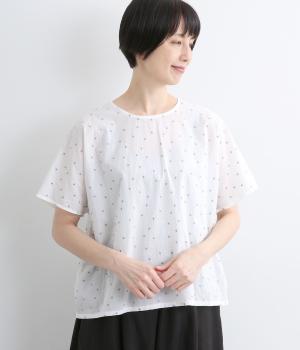 コットンランダムドット刺繍ブラウス(オフホワイト-F)