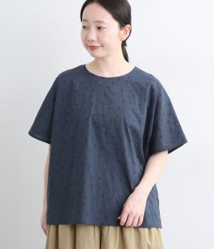 コットンランダムドット刺繍ブラウス(ネイビー-F)