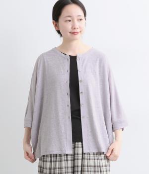 リネンレーヨンカットソー　2wayカーディガン(グレー-F)